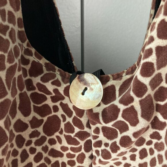 FUN Handmade Giraffe print reversible crossbody velvet purse & shoulder tote - Picture 8 of 9